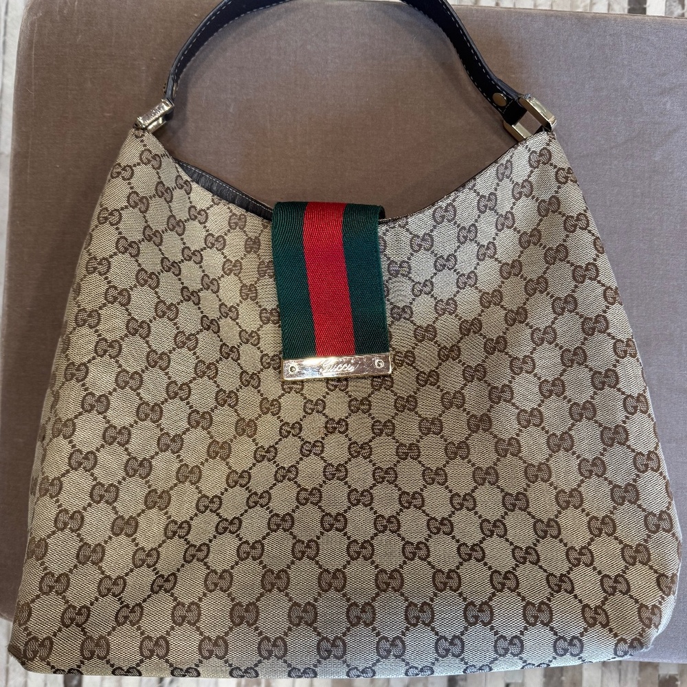 Gucci monogram canvas hobo bag